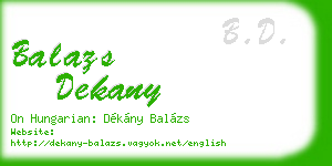 balazs dekany business card